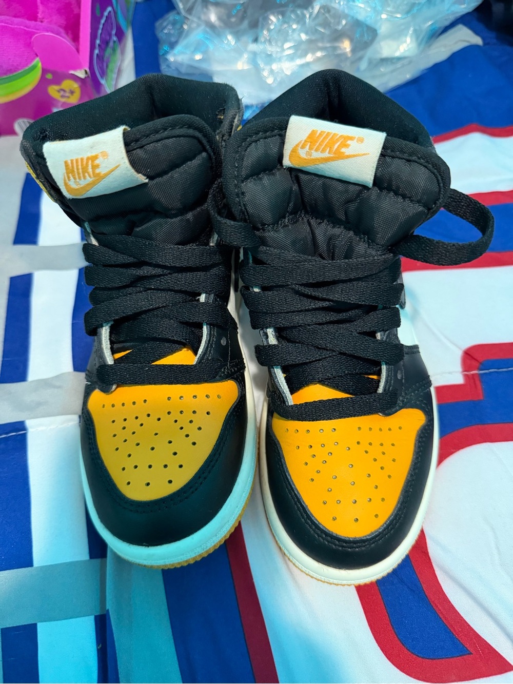Jordan Kids High-Top Sneakers in Black & Yellow